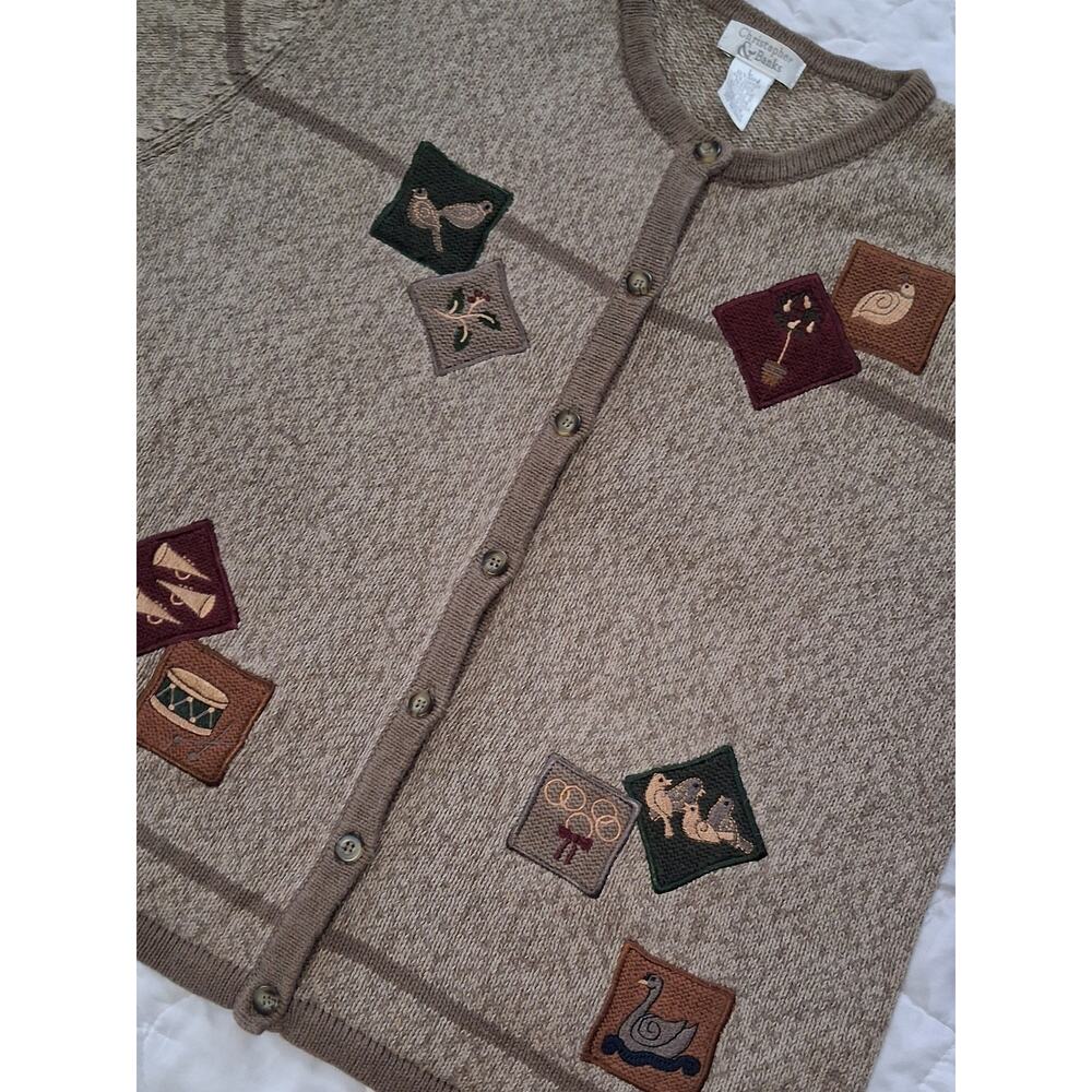Vintage 2002 Christopher & Banks 12 Days of Christmas Cardigan Sweater L - Picture 4 of 8